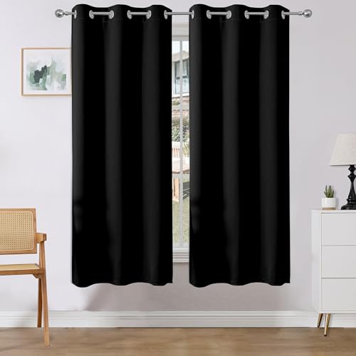 Blackout Curtains 72 Inches Long 2 Panels Set (Black / 37"W x 72"L (Pack of 2))