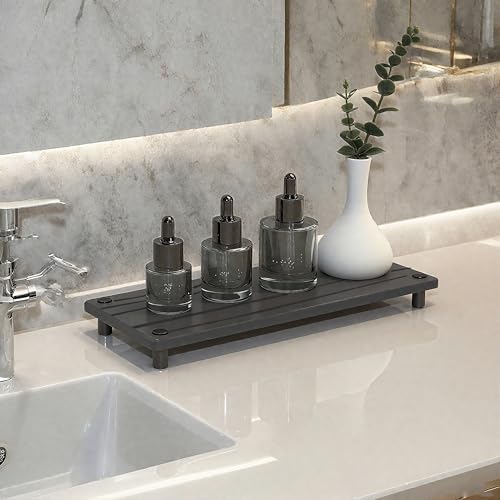 Quick Dry Sink Caddy Kitchen Sink Organizer (Dark Gray Metal Foot Wave Large)