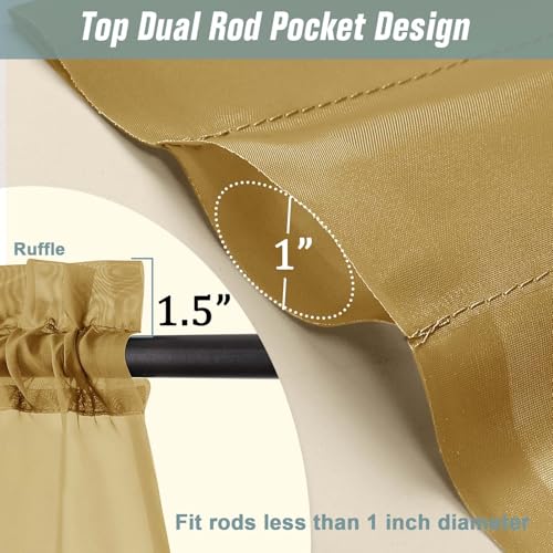 Gold Sheer Curtains for Window 96 Inches Long 2 Panels Set (42"W x 96"L (Pack of 2) / Gold)