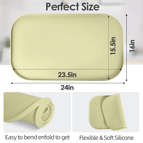 Silicone Coffee Maker Mat with Lip for Countertops (Sage Green / 24'' x 16'')