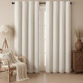 Ivory 100% Boho Blackout Curtains 90 Inch 2 Panels with Tassels (Ivory White / 52"W x 90"L (Pack of 2))