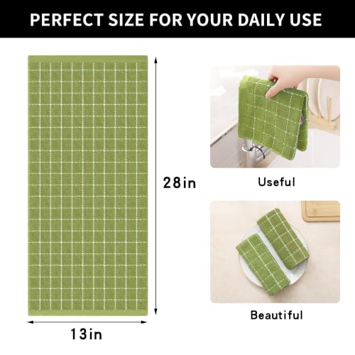 100% Cotton Terry Kitchen Towels (Olive Green / 13 X 28 - 4 Pack)