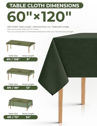 Waterproof Faux Linen Rectangle Tablecloth (Dark Green / 120" x 60" (Rectangular))