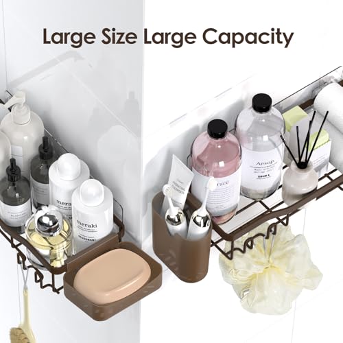 Shower Caddy Adhesive Shower Organizer 8 (Brown / 8-Piece Set)