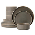 Stoneware Dinnerware Sets for 4 (Matte Green / 4-Set(12pcs))