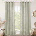 Linen Sheer Curtains for Living Room 84 Inch Length 2 Panels Set (52"W x 84"L (Pack of 2) / Sage Grey)