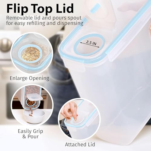 2 Pack (6.3L / 213OZ) EXTRA Large Airtight Food Storage Cereal Containers for Bulk Food Storage BPA-Free Plastic Container, Pantry Organization and Canister for Rice, Pasta, Sugar & Flour (Blue)