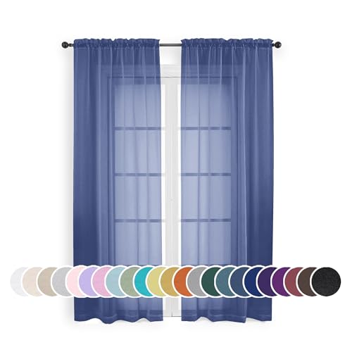 Blue Sheer Curtains 72 Inches Long 2 Panels Set (Royal Blue / 42"W x 72"L (Pack of 2))