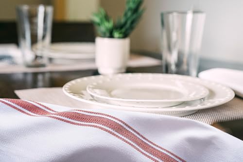 Dish Towels Cotton Kitchen Towels (Red Stripe / Pack of 30)