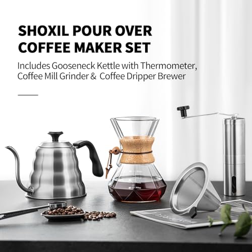 Pour Over Coffee Maker Set (Set with Kettle & Grinder)