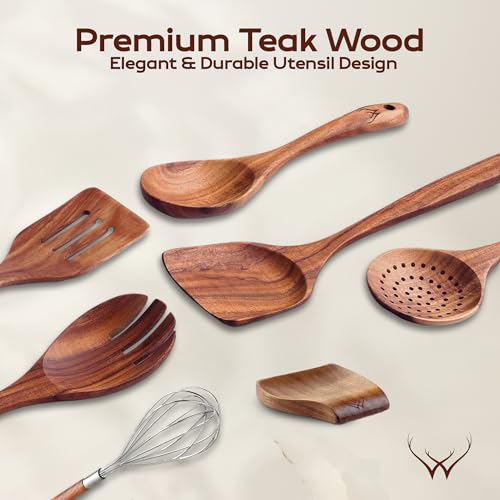 7 Pcs Teak Wooden Kitchen Utensils (7 Pcs Set)