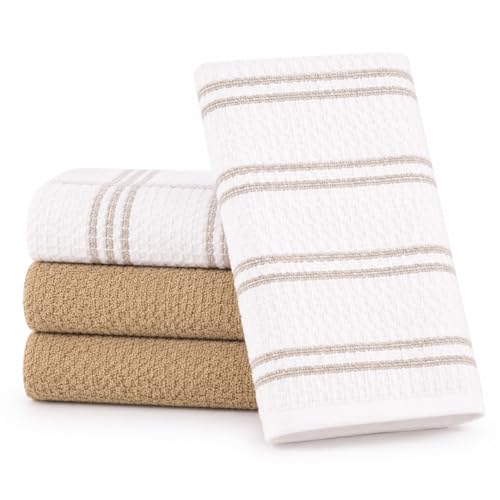 Kitchen Towels Set of 4 (Taupe N White)