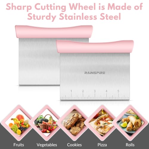 Multi Purpose Stainless Steel Bench Scraper Dough Blender & Pastry Cutter (Pink)