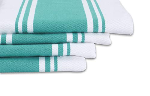 Cotton Kitchen Towels (Teal / 4 Stripe Towels)