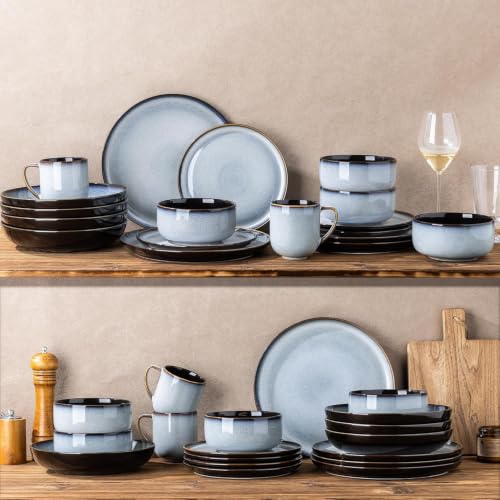 Ceramic Dinnerware Sets for 8 (Modern-Gray White / Service for 8 （24pcs）)
