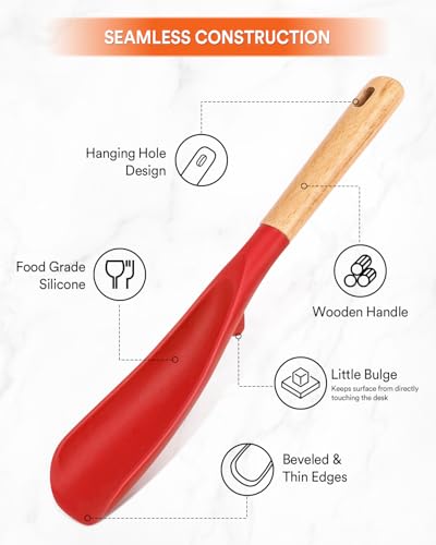 Cooking Spoon and Rice Scooper for Nonstick Cookware (Red)