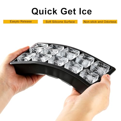 Premium Silicone Ice Cube Trays with Lid (Black)