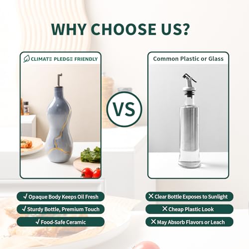 Ceramic Olive Oil Dispenser Bottle (Light Blue)