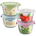 2Cup 16oz Glass Food Storage Containers with Lids (Multicolor+Clear / 16oz)