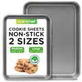2 Piece Large & Medium Cookie Sheets for Baking (Gray / 2-Piece Set)