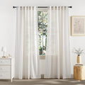 Extra Long Linen Curtains for Dining Room 120 inches Long (Ivory / 52"W x 120"L (Pack of 2))