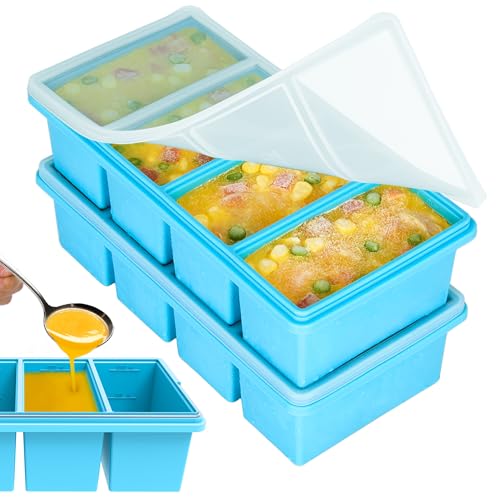 1 cup Silicone Freezer Trays with Lids (Blue)