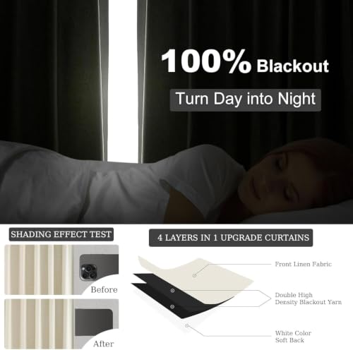 92 Inches Long Custom Black Out Drapery Panels (Cream / 52"W x 92"L (Pack of 2))
