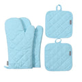 Oven Mitts and Pot Holders 4 pcs Set (Cotton-light Blue)