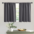 Short Grey Blackout Curtains for Small Bedroom Kitchen Cafe Window (Grey / 42"W x 36"L (Pack of 2))