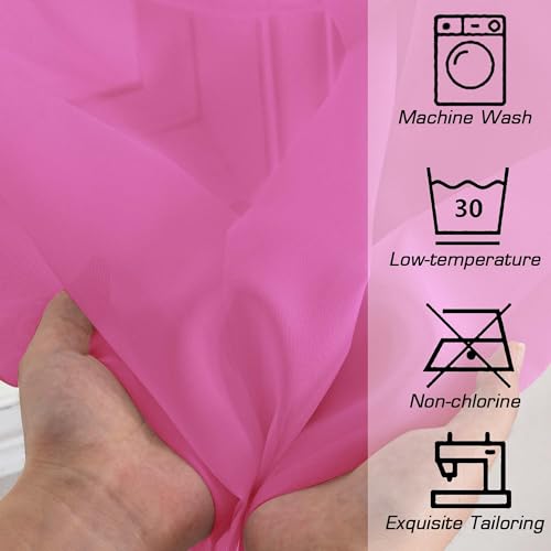 Rod Pocket Top Solid Voile Sheer Curtains for Bedroom (Hot Pink / 42"W x 54"L (Pack of 2))