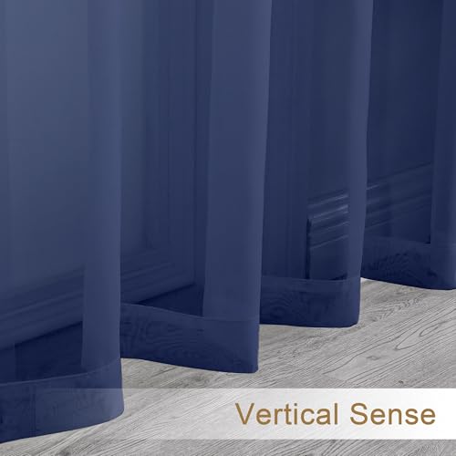 Royal Blue Sheer Curtains 96 inches Long 2 Panels (Royal Blue / 42"W x 96"L (Pack of 2))