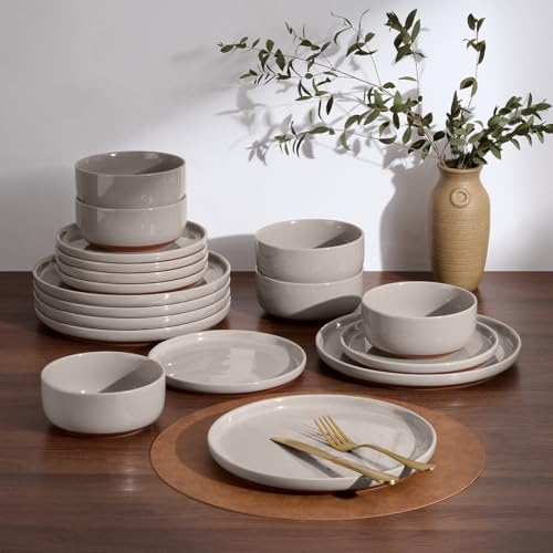 Plates and Bowls Sets (Warm Taupe / Service for 8)