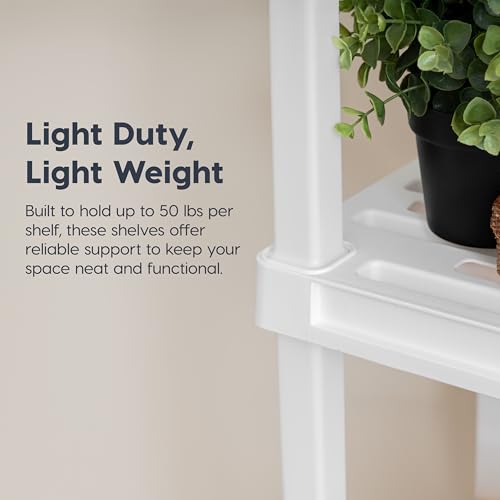 Plastic Storage Shelves (White / 4 Tier | 12"D x 24"W x 48"H)