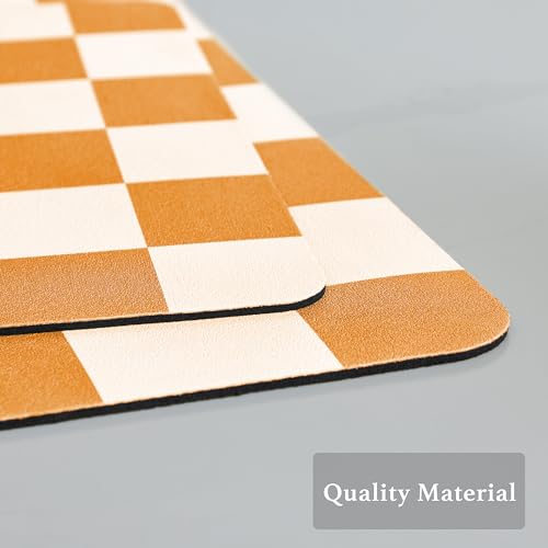 Checkered Dish Drying Mat for Kitchen Counter (Orange / 24" x 16")