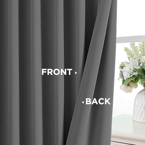 Blackout Curtains 63 Inch Length 2 Panels Set (Light Grey / 52"W x 63"L (Pack of 2))