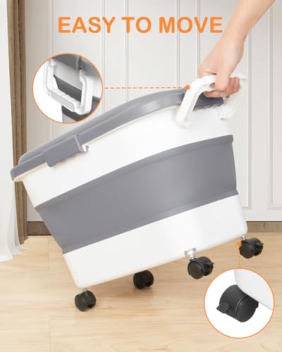 15 23 Lbs Dog Food Storage Container Airtight (Grey with handle)