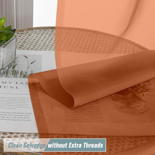 Orange Valances for Windows 14 inch Length 2 Panels Set (42"W x 14"L (Pack of 2) / Orange)