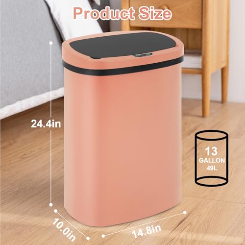 13 Gallon Plastic Trash Can with Lid (Pink / Plastics)
