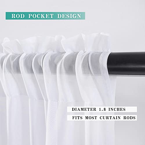 Short Sheer Curtains 30 Inch Length 2 Panels (White / 29"W x 30"L (Pack of 2))