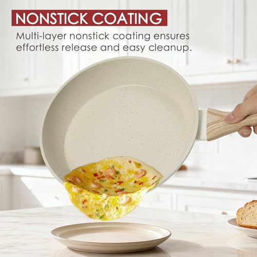 31 Piece Pots and Pans Set Non Stick Kitchen Cookware Sets (Cream White / 31 Pieces)