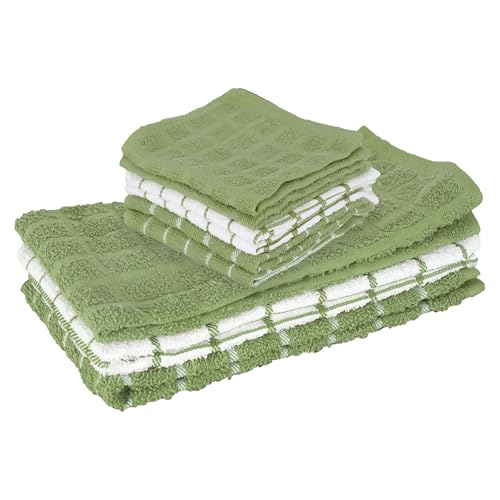Premium 3 Pack Kitchen Towel & 6 (Cactus Green / 9-Pack Bundle)