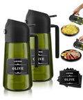 Oliver Oil Sprayer Dispenser for Cooking Bottle 16oz Green Glass 2pcs Black (Green Bottles-2 Black)