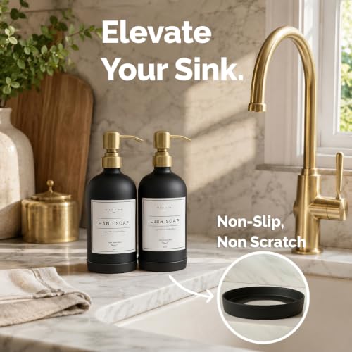 Black Glass Soap Dispenser (Matte Black Bottle / Brushed Gold Pump)