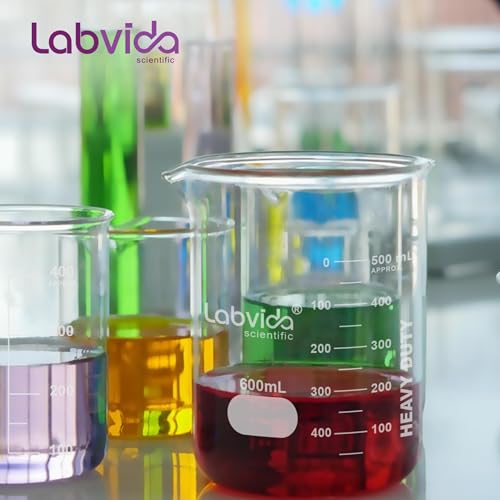6pcs 500ml Upgrated Thick Glass Beakers (6pcs of Vol.500ml)