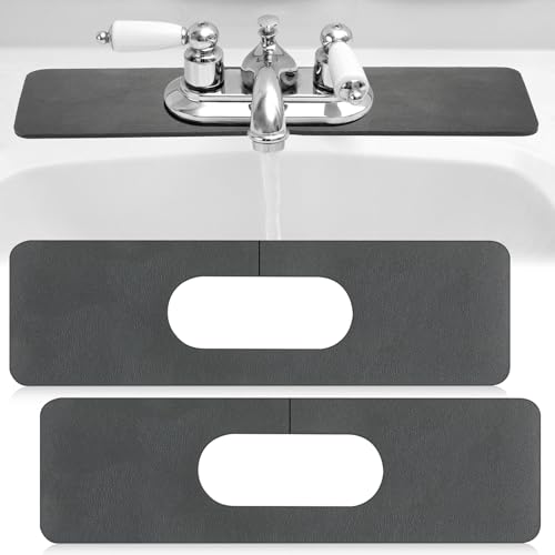 2 Pcs Faucet Mat Bathroom Sink Splash Guard (Dark Gray)