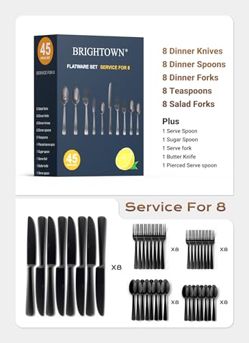 Black Silverware Set (Black / 45 Piece)