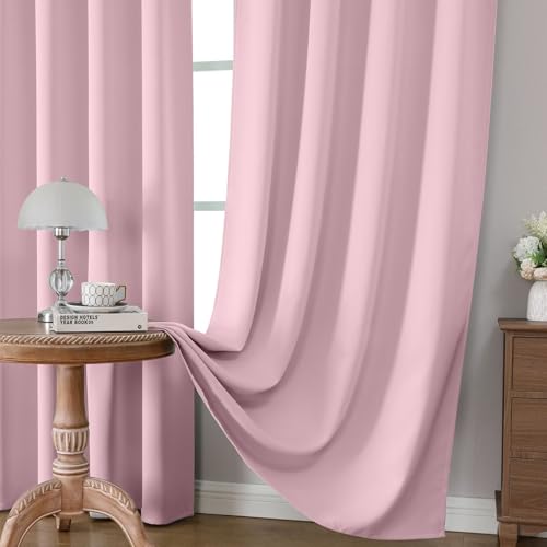 Light Pink Blackout Curtains 45 inch Length 2 Panels Set (Light Pink / 52"W x 45"L (Pack of 2))
