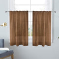 Basic Rod Pocket Sheer Voile Window Curtain Panels Brown 1 Pair 2 Panels 26 Width 30 Inch Long for Kitchen Bedroom Children Living Room Yard (Brown / 26"W x 30"L (Pack of 2))