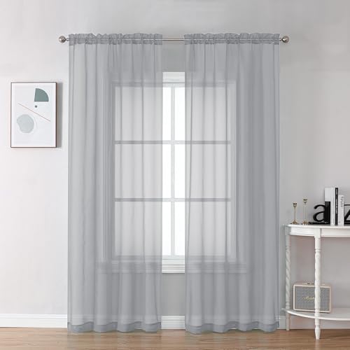 Light Grey Sheer Curtains 78 Inches Long 2 Panels Set for Living Room (Light Grey / 42"W x 78"L (Pack of 2))
