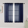 Navy Blue Sheer Curtains for Bedroom Living Room 45 Inch Length 2 Panels (Navy Blue / 42"W x 45"L (Pack of 2))